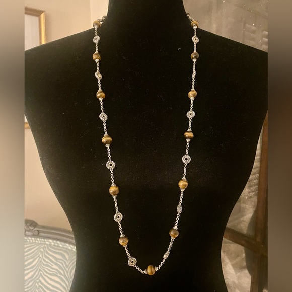 ANDREA CANDELA Sterling Silver Necklace with Tiger Eye Beads - Picture 6 of 9